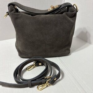 Beautiful Claudia Firenze Charcoal Gray Suede Arm, Shoulder or Crossbody Bag.